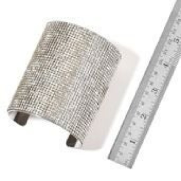 White Austrian Crystal Silvertone Cuff - Picture 4 of 4